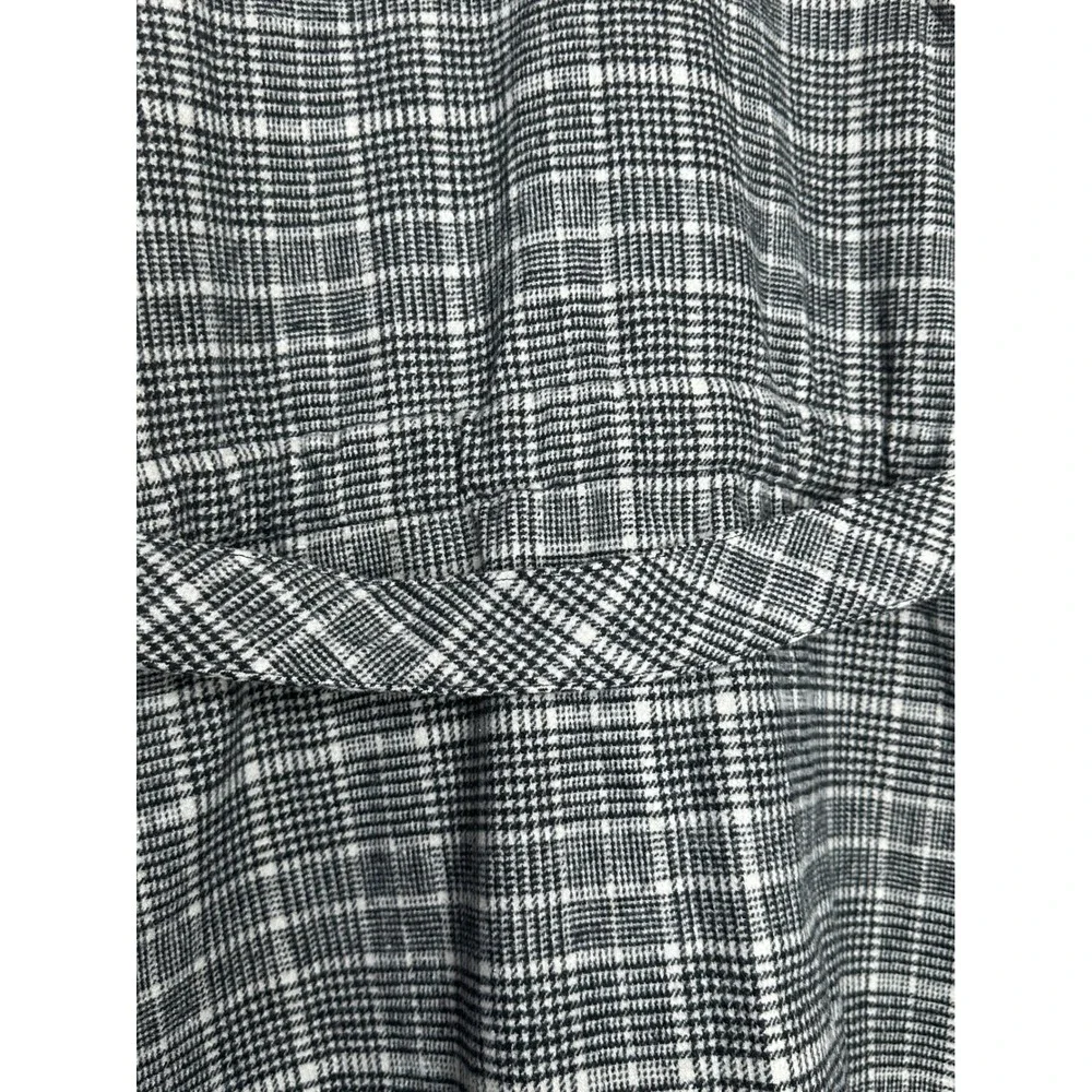 Democracy Womens Plaid Fringe Belted Longline Vest Black White Size M B3341YS5E